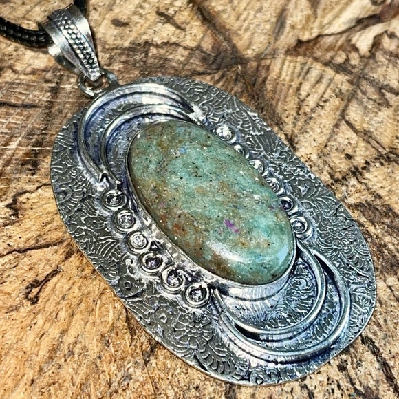 Large Ruby Fuchsite Pendant 2 7/8” - Picture 6 of 16